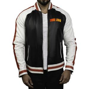 Venta caliente logotipo personalizado estilo Vintage chaqueta con cremallera cuero hecho Otoño Invierno bombardero Varsity chaquetas abrigo para hombres - Product Image 1