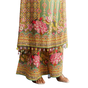 Muselina de algodón verde agua clara Kurta Dupatta con Palazzo impreso, venta al por mayor, Ropa Étnica para mujer, proveedor de fábrica de ropa OEM - Product Image 6