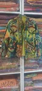 Women's Breathable Winter Coat Handmade Multi-Color Quilted Jacket with Bagru Print Cotton <b>Belt</b> & Embroidery <b>Pocket</b> Decoration - Product Image 2