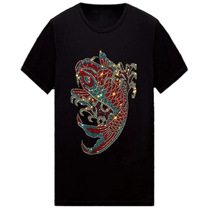 Rhinestone T-<b>Shirt</b> Men's Customized All Over Gem Tshirt OEM Solid <b>Black</b> Your Own Rhinestone Letter & Logos ringer Neck T <b>Shirts</b> - Product Image 4