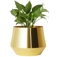 Pot de fleurs hydroponique avec finition dorée, décoration de mariage avec support en métal, vente en gros de pots en fer de luxe