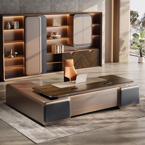 Warm Brown Engineered Wood L-Shaped Executive <b>Desk</b> with Spacious Natural-Grain Work Surface Stable Design 1-Year Warranty - Product Image 3