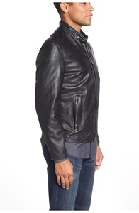 <b>Men's</b> <b>Slim</b> <b>Fit</b> Modern Leather <b>Jacket</b> Durable Stylish Zipper Closure Waterproof Breathable Available Black <b>jacket</b> for <b>men</b> - Product Image 5