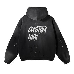 Personnalisable Sweat À Capuche Surdimensionné Lavage À L'acide Conception Patch Applique Broderie En Détresse Polaire D'hiver À Capuche Manteau Votre Texte Crownfy - Product Image 2
