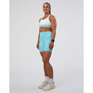 Soutien-gorge de sport Yoga Fitness 2.0 - Blanc imprimé mer Baltique, grande taille, haut de sport léger à manches courtes - Product Image 5