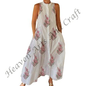 2026 Floral Cotton <b>Jumpsuit</b> for Valentine's Day Hand Block Printed Indian Shoulder Summer <b>Party</b> Wear For Spring/Summer Adults - Product Image 3