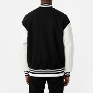 Chaqueta de Invierno de Moda Personalizada de Primera Calidad con Hombros Caídos, Estilo Universitario, con Mangas de Cuero, Logotipo Bordado, Chaqueta de Béisbol para Hombre - Product Image 3