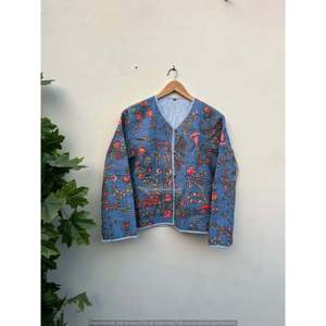 Autumn Reversible Floral Quilted Cotton <b>Jacket</b> Ladies' Short <b>Blazer</b> Style <b>Leather</b> Shell Fur Decoration Customizable Logo Bomber - Product Image 1