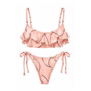 Ensemble de bikini deux pièces élégant pour femme, maillot de bain à coupe haute, design personnalisé, matière extensible tendance, idéal pour les vacances à la plage et les baignades en piscine - Product Image 1