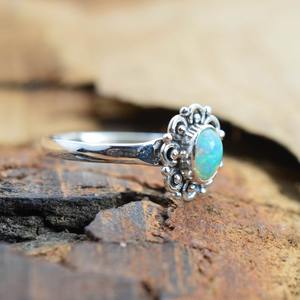 Anillo de Plata de Ley 925 con Ópalo, Estilo Boho, Joyería para Mujer, Anillo Hecho a Mano de Moda, Regalo para Mamá - Product Image 3