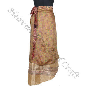 Comprar en línea Wrap Faldas Africanas 2 Capas Reversible Magic Silk Saris Wrap Falda Larga Seda Pareo Sarong Beach Long Wrap Around - Product Image 4