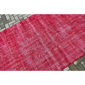 4.6x7.8 ft Vintage Area Rug, <b>Red</b> Pink Turkish Animal Print <b>Wool</b> Rug - Product Image 5