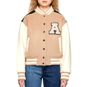 Veste Letterman en polyester à manches longues en laine pour femmes de qualité supérieure veste tricotée brodée de conception de baseball matelassée - Product Image 1