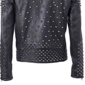 Veste pour homme en peau de mouton, veste pour homme personnalisable, veste en cuir noire pour homme, veste rock punk à clous, veste pour homme - Product Image 6