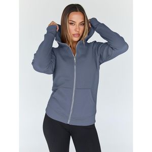 Sweats à capuche pour femmes personnalisé à capuche Hip Hop sweat à capuche zippé à manches longues pull élégant couleur unie mode sweat pour tenue décontracté - Product Image 6