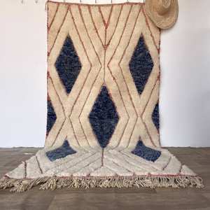 Hermosas alfombras estampadas en zigzag de Color azul Patrón de impresión de bloque de mano Dhurries para el hogar Sala de estar y alfombras de decoración de jardín - Product Image 4