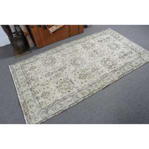 Alfombra vintage, alfombra de 3.7x6.8 pies, alfombra verde con lunares - Product Image 2