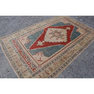 Alfombra Turca de 5.4x8.4 pies, Alfombra Vintage Grande, Alfombra Azul Camuflaje - Product Image 3