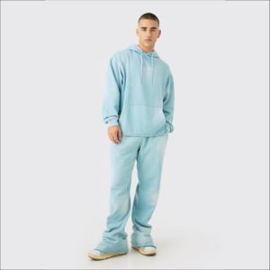 Sun Fade Winter Tracksuits Unisex Custom Logo Heavyweight French Terry Fleece Vintage Wash Screen Printed Plus Size Full Hooded - Product Image 6