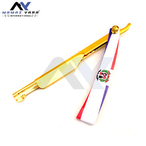 Navaja de Afeitar Profesional para Barbería, con Logotipo Personalizado, Chapada en Oro, Hoja Plegable de Acero Inoxidable, para Afeitar Barba y Cabello - Product Image 6