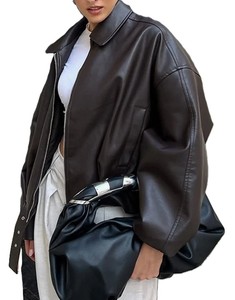 Veste en cuir véritable de qualité supérieure, élégante, vente en gros, vestes pour femmes, col rabattu personnalisé, vestes en cuir - Product Image 5