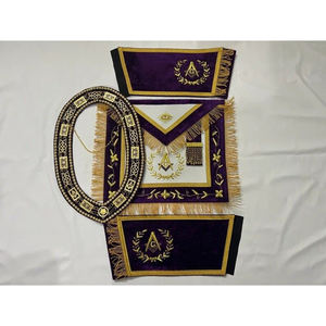 MASONIC GRAND LODGE Master Mason Delantal Puños con Collar de Cadena Púrpura - Product Image 1