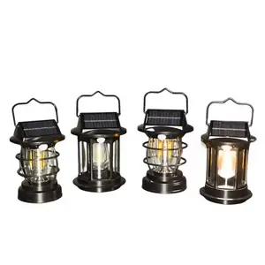 Stepless Wholesale Dimming Hanging Rechargeable Battery Powered Solar Lanterns Outdoor Camping Waterproof Lamp