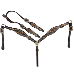 Décoré avec Paisley Sculpture Accessoires de cheval personnalisés Bride de tête de cheval en cuir pour tête de cheval - Product Image 1