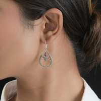 Pendientes de Lujo Premium con Amatista, Joyería para Mujer, Plata de Ley, Chapados en Oro, con Piedras Pequeñas Oxidadas, para Boda