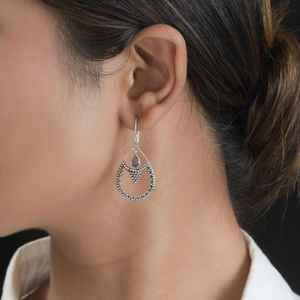 Boucles d'oreilles goutte améthyste de qualité supérieure pour femmes bijoux boucles d'oreilles pendantes en argent Sterling oxydé minuscule pierre boucles d'oreilles noël - Product Image 1