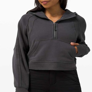 Trou de pouce pour femmes nouveau Style veste à capuche légère demi-fermeture éclair pour femmes douce et naturellement respirante pour l'hiver - Product Image 4