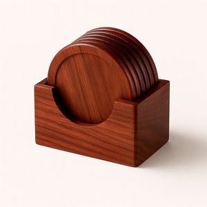 Round Shape Wood Drink Serving Coasters Tableware Mat & <b>Pads</b> Tea & <b>Coffee</b> Coaster Without Holder Brown Finished - Product Image 3