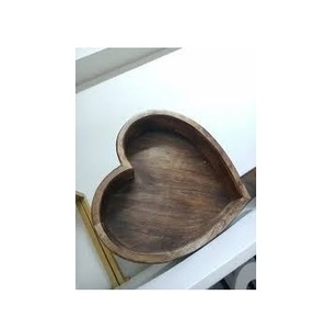 Tazón de Madera Maciza Tallado a Mano de Primera Calidad, Plato Decorativo Grande de Madera, Utensilios de Cocina Minimalistas de Estilo Rústico, Organizador de Mesa - Product Image 1