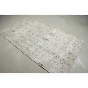 Alfombra Turca de 3,8x7,1 pies, Alfombra Vintage de Lana con Diseño Floral en Blanco y Marrón - Product Image 2