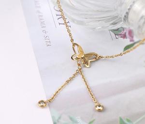 Wholesale Summer Fashion Minimalist Women's Titanium Steel <b>Anklets</b> with Zircon and Butterfly Design - Product Image 4