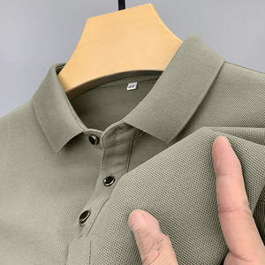 เสื้อโปโลผ้าฝ้ายแขนสั้นของผู้ชายเสื้อโปโลทรงหลวมแบบลำลองสำหรับวัยกลางคนดีไซน์100% งานปักโลโก้ออกแบบได้ตามต้องการ - Product Image 4