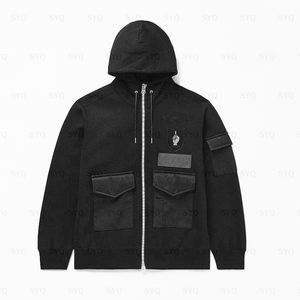 Sudadera con Capucha Cargo para Hombre, de Algodón, Ecológica, Gruesa, de Invierno, con Logotipo Personalizado de Alta Calidad, Talla Grande - Product Image 2
