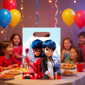 Sacs de fête Miraculous Ladybug en plastique, 6 pièces, emballage cadeau, célébration, 2 sacs - Product Image 3