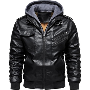 Chaqueta con Capucha de Cuero Sintético para Hombre, Estilo Motero, para Conducir en Carretera, Cómoda y Resistente - Product Image 3