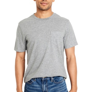 T-shirt uni décontracté pour homme de haute qualité, gris, coupe classique, col rond, personnalisable, vente en gros - Product Image 1