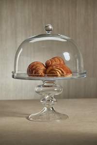 Pure <b>Glass</b> Cake Stand With <b>Dome</b> Featuring Decorative Details For Luxury Dessert Presentation - Product Image 6