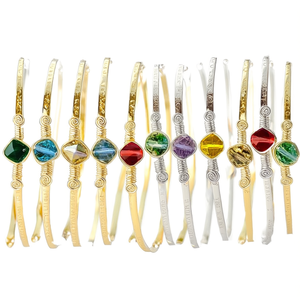 Gold and <b>Silver</b> Plated Crystal Cuff Bracelets <b>Hammered</b> Textured Style Fashionable Resale Appeal - Product Image 3