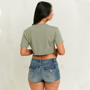 Avec son propre logo Confortable Acid Wash Good Seller Soft Touch Material Hand Made Crop Top Shirts For Women BY WAKIN WEAR - Product Image 3