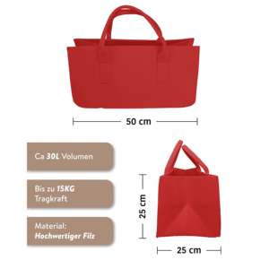 Sac de transport pour bois de chauffage en feutre rouge pour utilisation dans le salon - Product Image 3