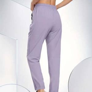 Lightweight Comfortable Breathable Eco-Friendly Quick Dry <b>High</b> Quality Winter Women <b>Trousers</b> Flat <b>Elastic</b> <b>Waist</b> Polyester/Cotton - Product Image 4
