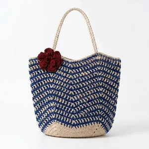 Crochet <b>Raffia</b> Handmade Bohemian Fashion Shoulder Bag Woven <b>Tote</b> Openwork Flower Hobo Purse for Casual Travel Beach - Product Image 2