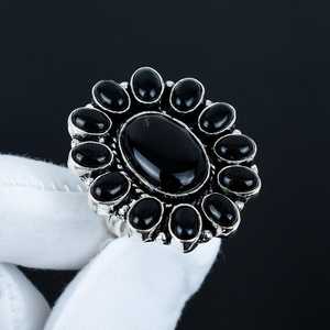 Black <b>Onyx</b> Gemstone Ring Handmade 925 Sterling Silver Vintage Luxury Premium Grade Rhodium Natural Gemstone Engagement Ring - Product Image 4