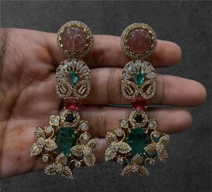 Pendientes modernos de moissanita de primera calidad, aspecto hermoso, perfecto para ropa de boda y ropa tradicional para mujer - Product Image 3