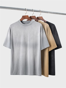 T-shirt personnalisé unisexe surdimensionné en coton tricoté 100 %, col rond, épaules tombantes, style chinois, streetwear, grandes tailles pour hommes - Product Image 6