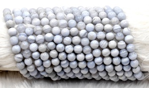 Anshul Impexs Super Natural <b>Blue</b> Lace Agate 8mm Healing Crystals <b>Beads</b> for Meditation Jewelry Fashion - Product Image 2